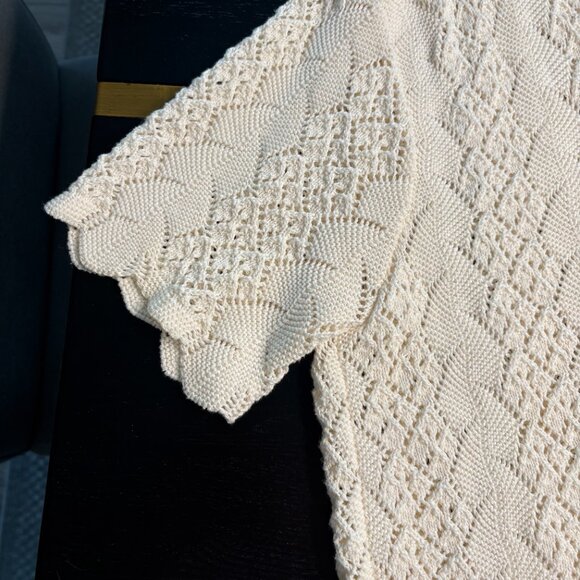 A Sweater Tale Cream Crochet Button Down Sweater XL EUC - Picture 7 of 9